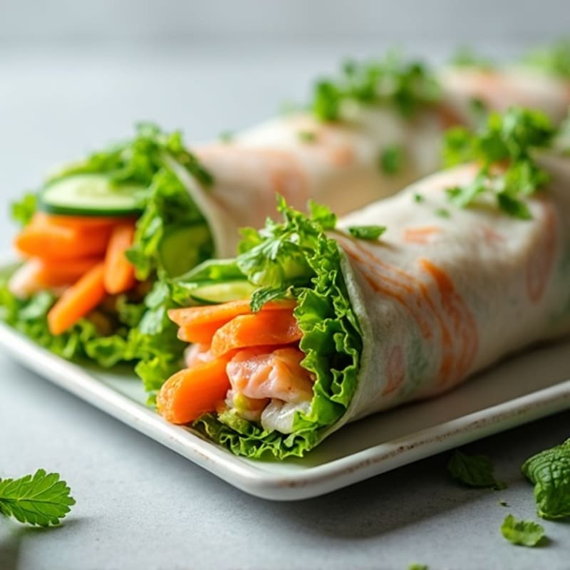 Crispy Rice Paper Salmon Rolls with Fresh Herbs