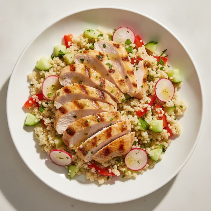 Grilled Turkey Breast Salad with Quinoa and Crunchy Vegetables