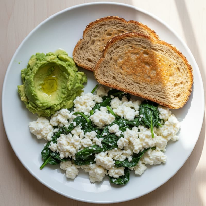Egg White and Cottage Cheese Scramble with Spinach