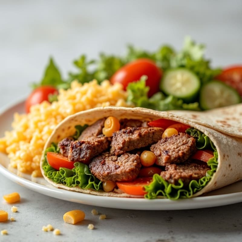 Grilled Beef and Rice Wrap with Fresh Vegetables