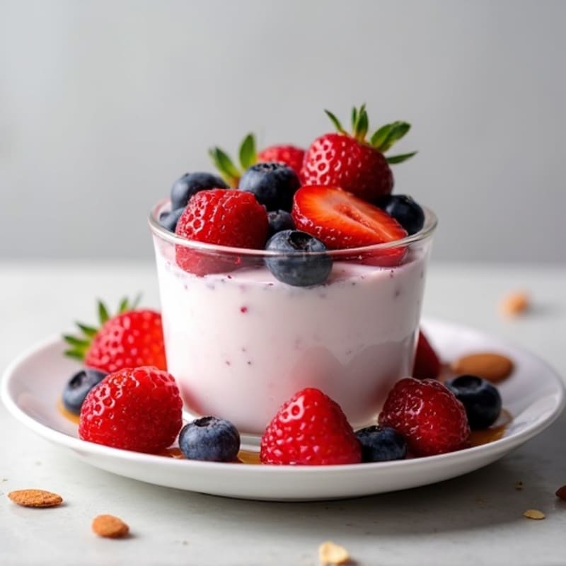 Greek Yogurt Protein Mousse with Mixed Berries