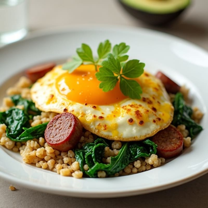 Egg White Scramble with Spinach and Turkey Sausage