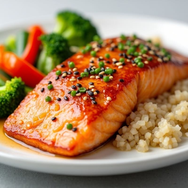 Honey-Ginger Glazed Salmon with Sesame Vegetables