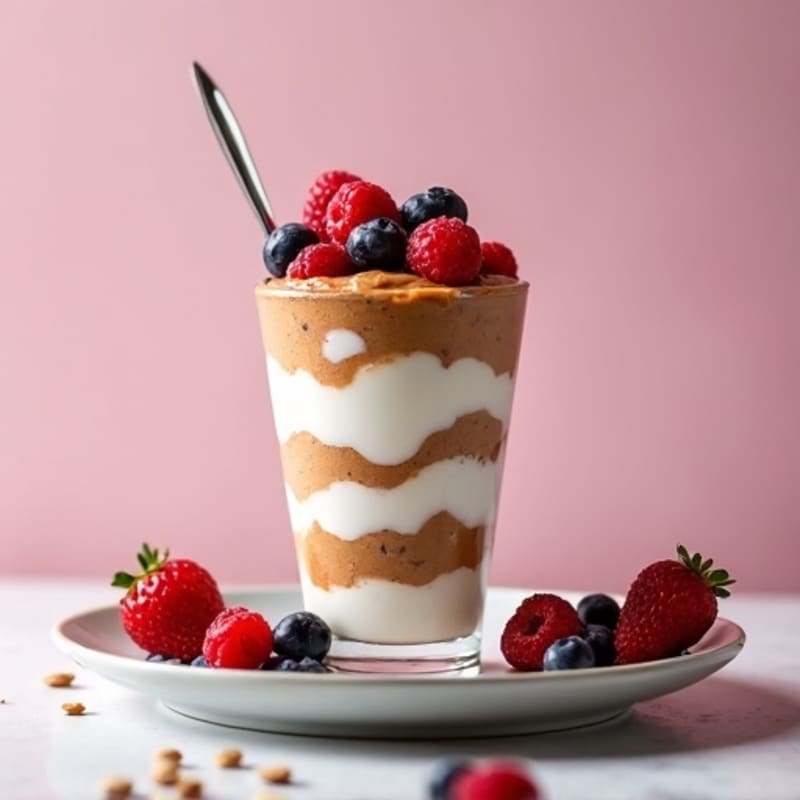 Greek Yogurt Protein Parfait with Almond Butter and Berries