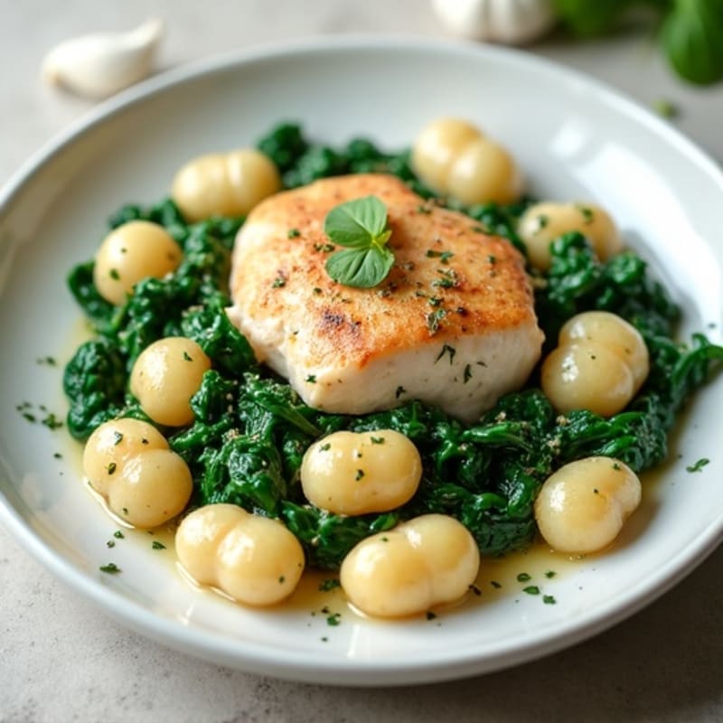 Healthy Creamy Chicken Gnocchi with Spinach