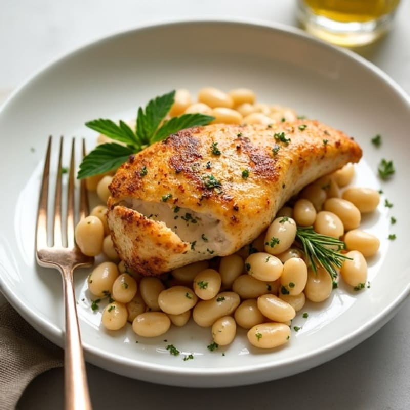 Wholesome White Bean and Herb-Roasted Chicken Bake