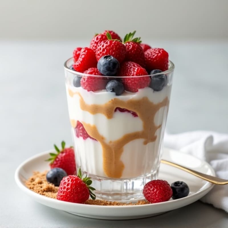 Greek Yogurt Protein Parfait with Mixed Berries and Almond Butter