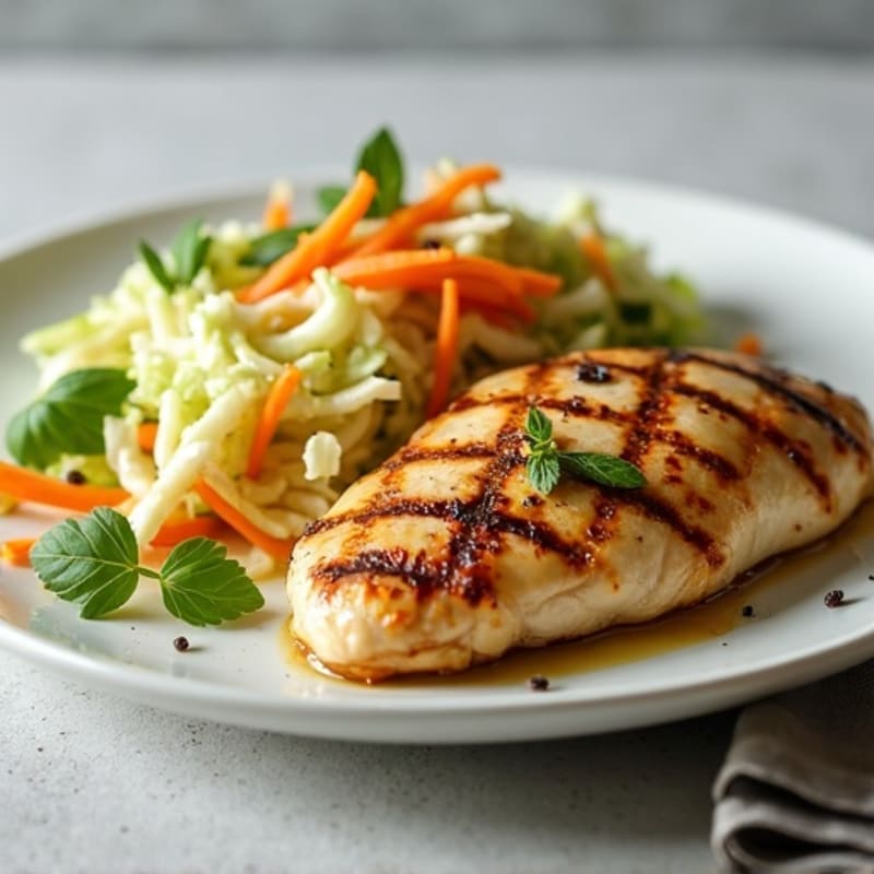 Grilled Chicken Breast with Crunchy Cabbage Slaw and Lemon Vinaigrette