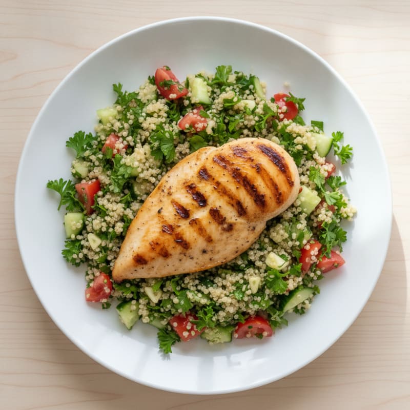 Grilled Chicken Breast with Quinoa Tabbouleh Salad