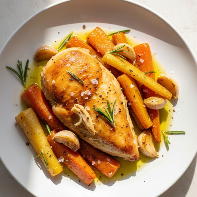 Garlic Herb Roasted Chicken with Root Vegetables