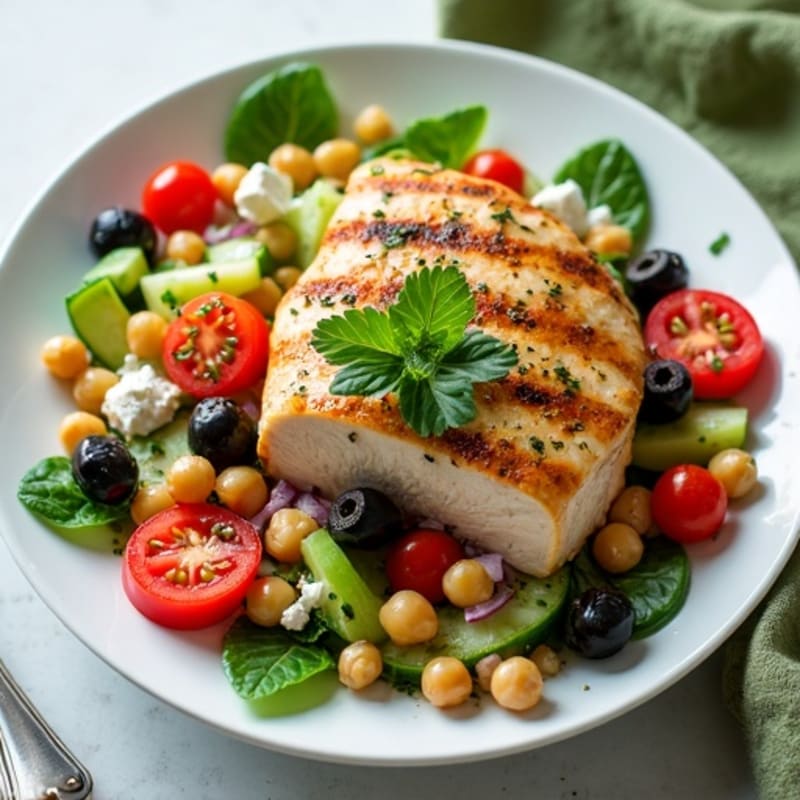 Fresh Mediterranean Chopped Salad with Herb-Marinated Feta