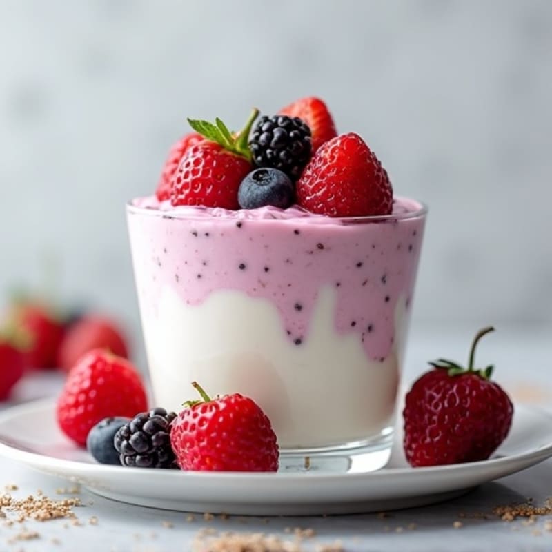 Silky Greek Yogurt Protein Mousse with Mixed Berries