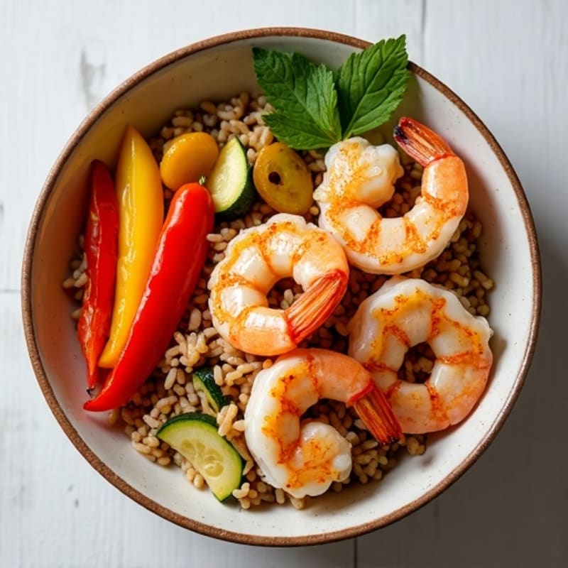 Grilled Shrimp and Veggie Rice Bowl