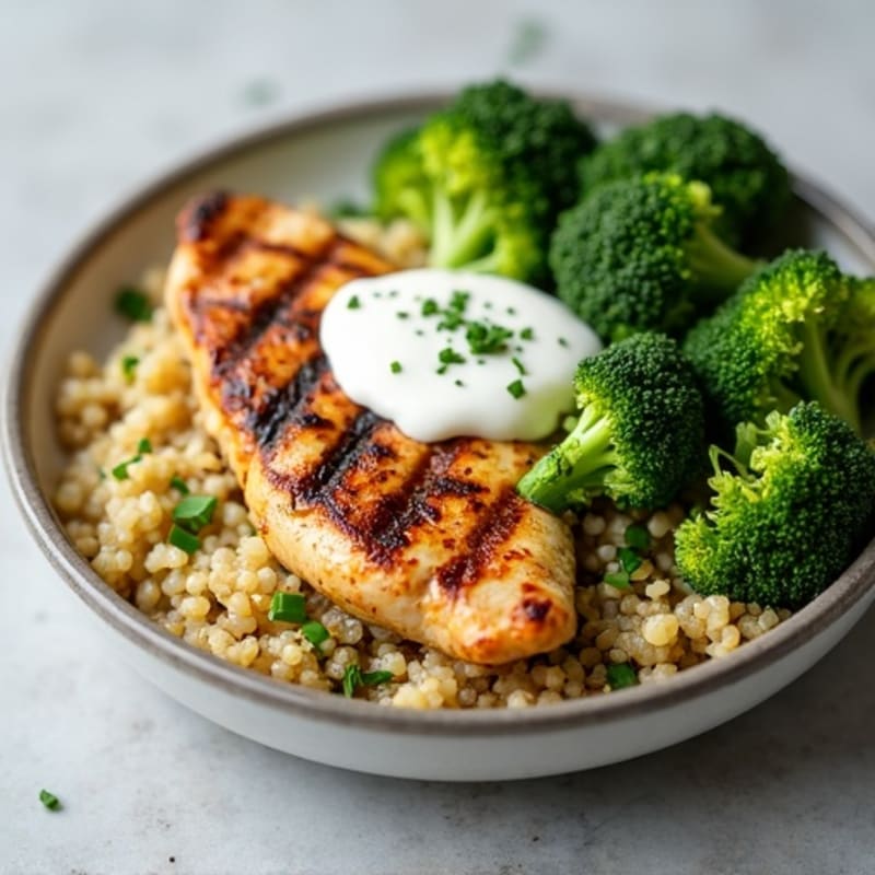 Grilled Chicken Breast with Roasted Broccoli and Quinoa