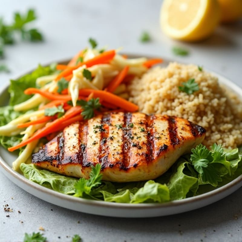 Grilled Chicken Breast with Crunchy Cabbage Slaw