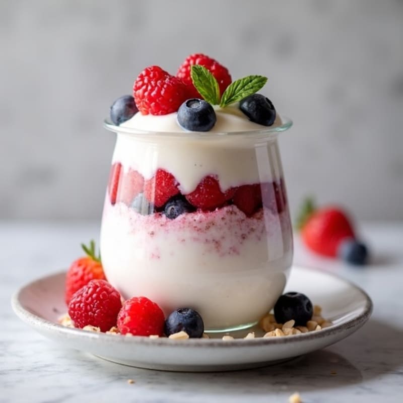 Greek Yogurt Protein Mousse with Mixed Berries