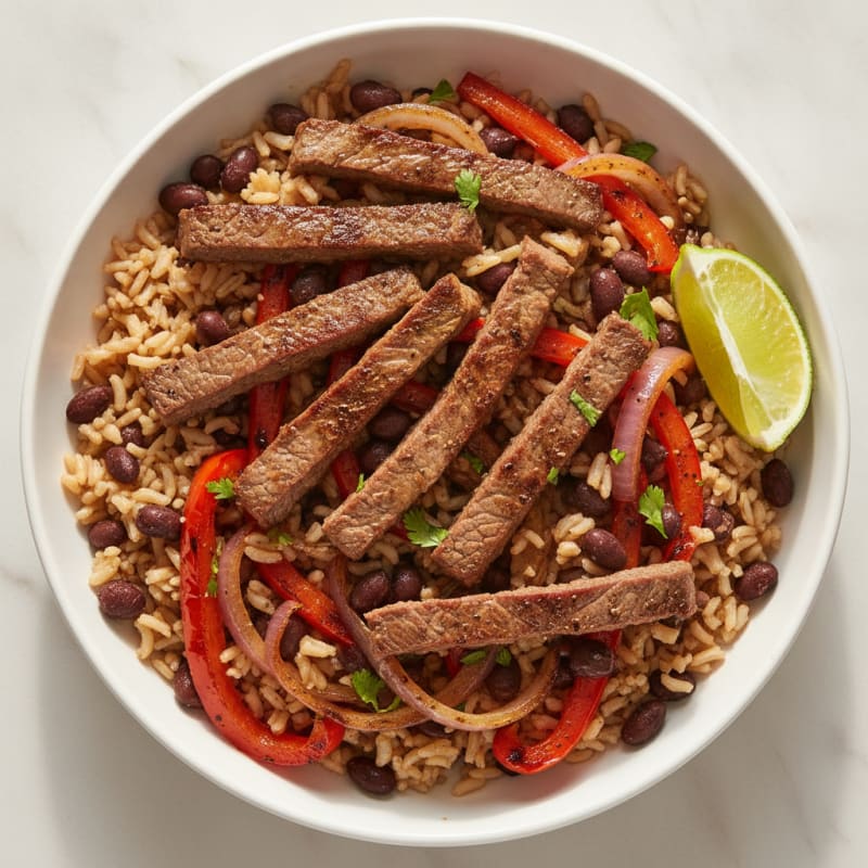 Lean Steak Fajita Bowl with Brown Rice and Black Beans