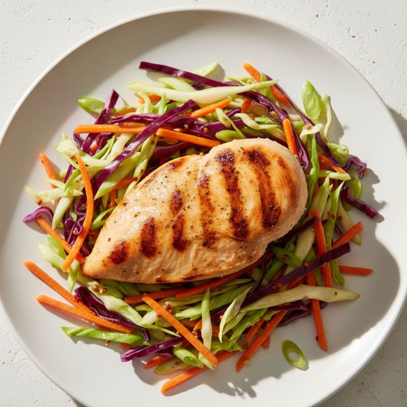 Grilled Chicken Breast with Crunchy Cabbage Slaw