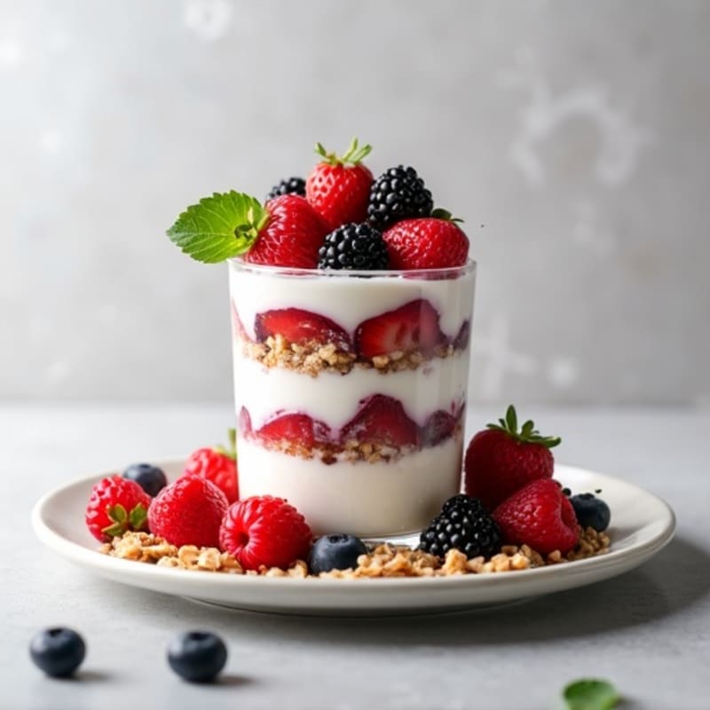 Greek Yogurt Protein Parfait with Mixed Berries