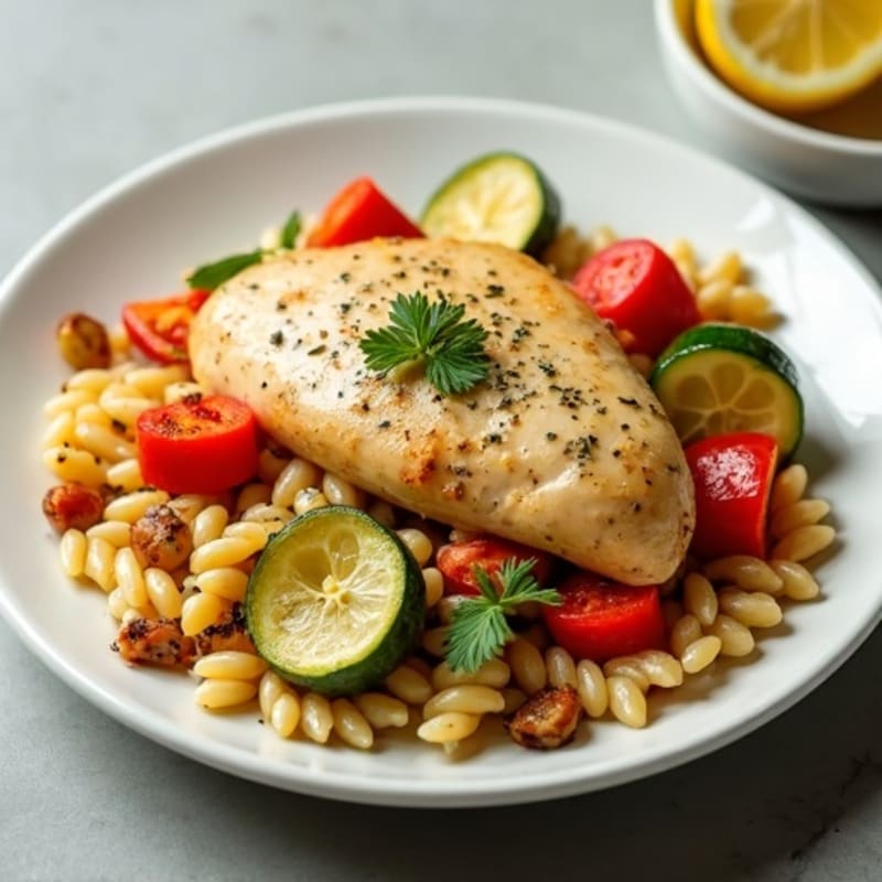 Lemon Herb Chicken Pasta with Roasted Vegetables
