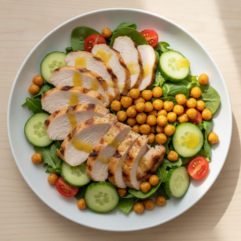 Grilled Turkey Breast Salad with Crunchy Chickpeas