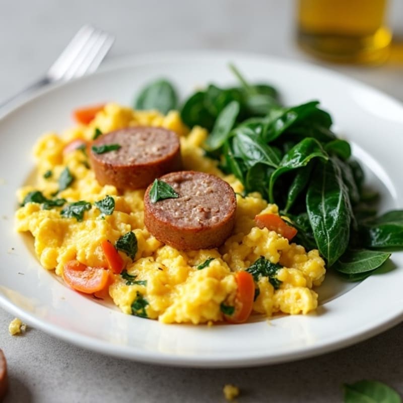 Egg White and Turkey Sausage Scramble with Spinach