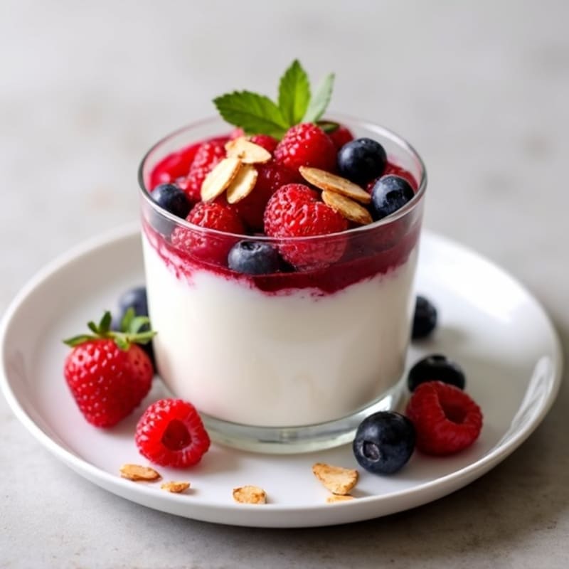 Greek Yogurt Protein Parfait with Mixed Berries and Almonds