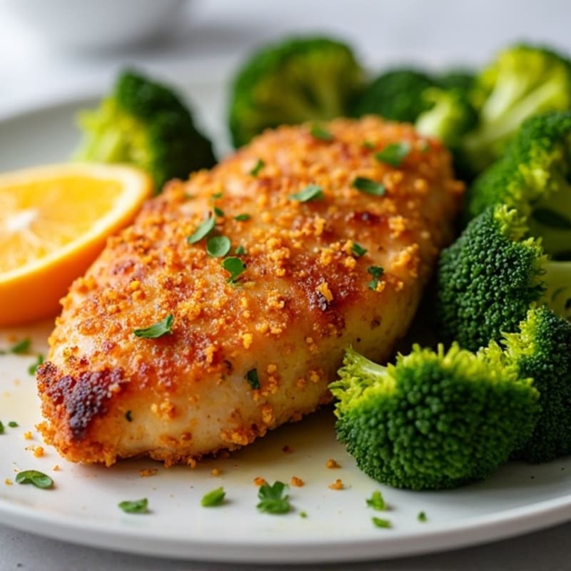 Crispy Baked Orange Chicken with Roasted Broccoli