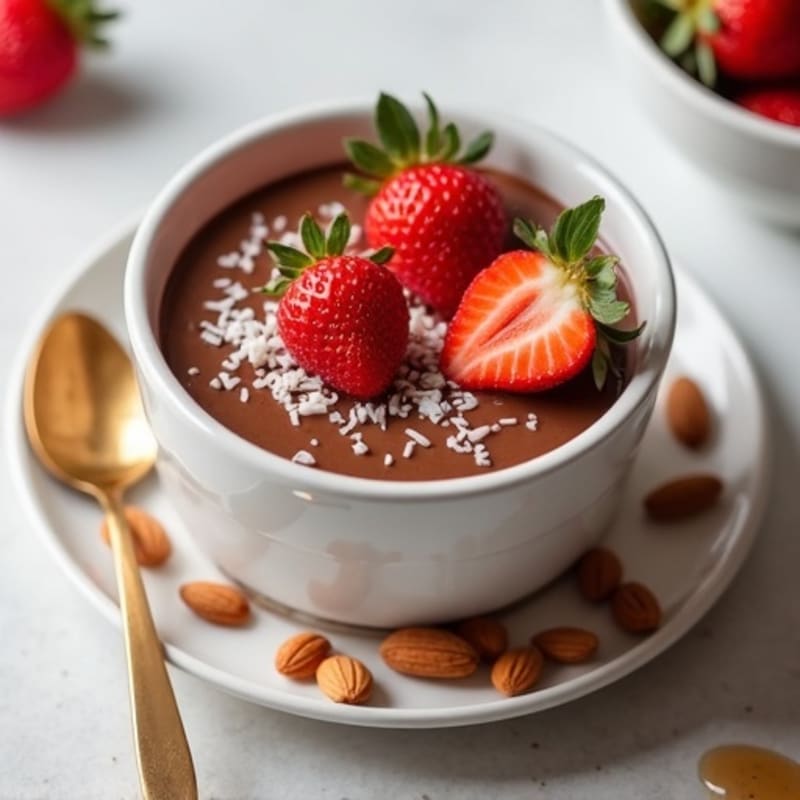 Silky Chocolate Protein Pudding with Fresh Strawberries