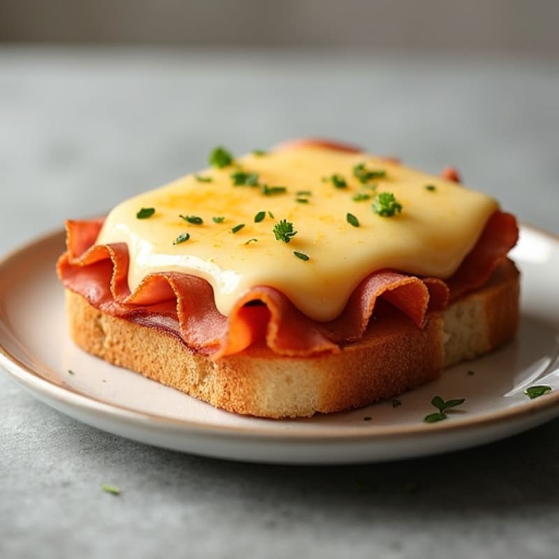 Open-Face Crispy Ham and Melted Swiss on Sourdough