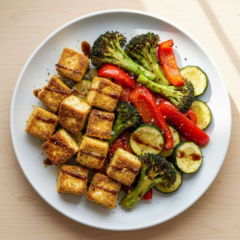 Pan-Seared Tofu with Roasted Vegetables