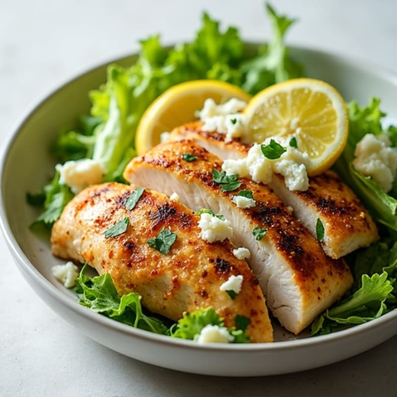 Lemon-Herb Grilled Chicken Caesar Salad with Crispy Romaine