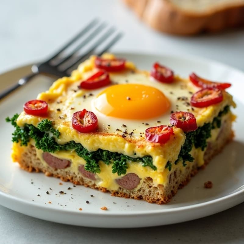 Healthy Sausage and Kale Breakfast Strata