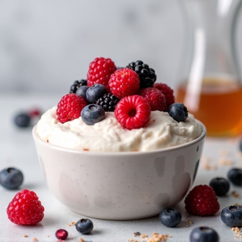 Greek Yogurt Protein Pudding with Mixed Berries