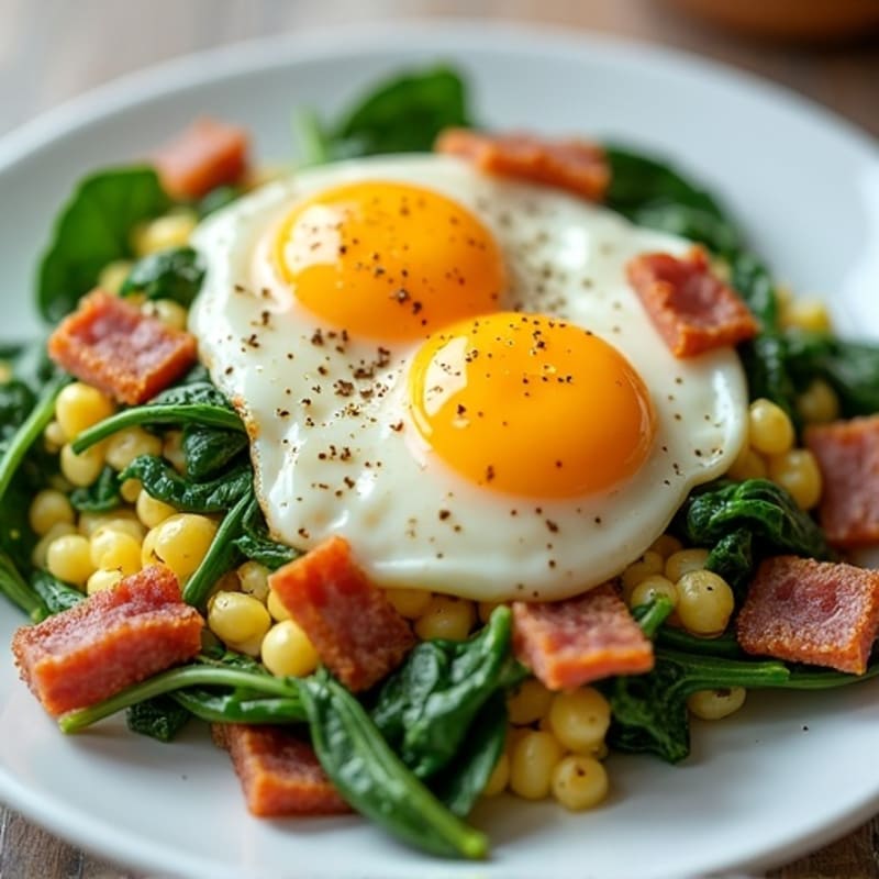 Cottage Cheese and Egg Scramble with Spinach and Turkey Bacon