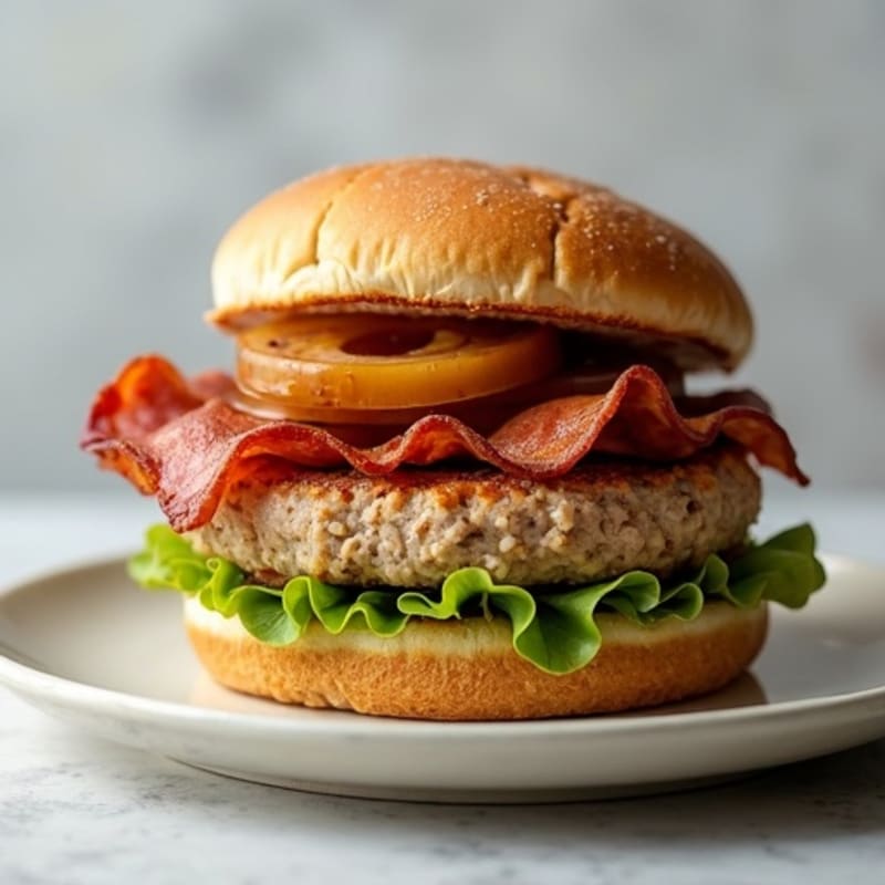 Lean Turkey-Bacon Burger with Caramelized Onions