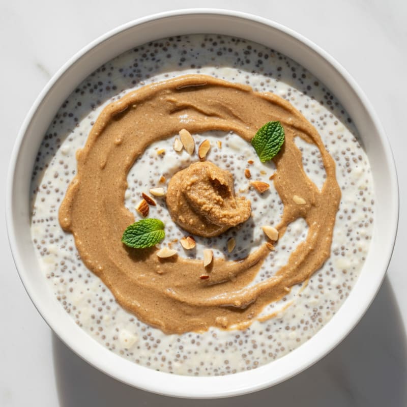 Creamy Vanilla Protein Chia Pudding with Almond Butter