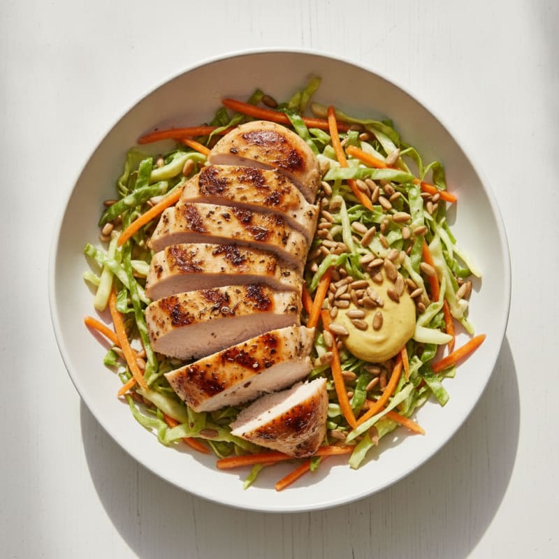 Grilled Chicken Breast with Crunchy Cabbage Slaw
