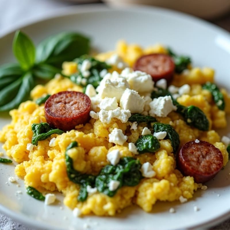 Egg White Scramble with Spinach and Turkey Sausage