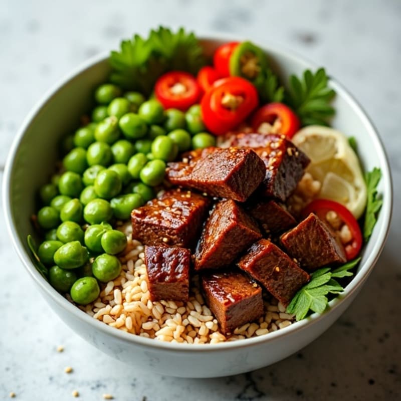 Sweet-Sticky Sesame Glazed Beef Bowl