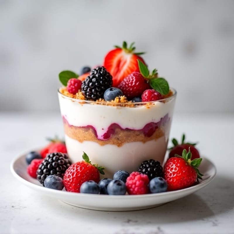 Greek Yogurt Protein Parfait with Mixed Berries and Almond Butter