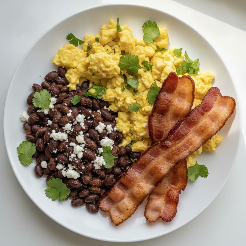 Hearty Bacon and Eggs with Savory Beans