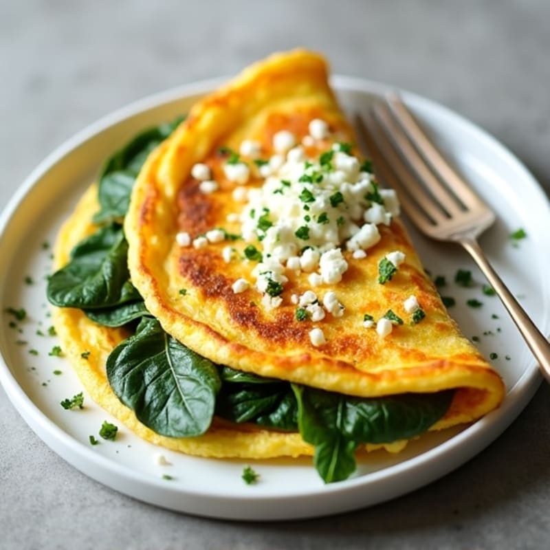 Fluffy Spinach and Feta Omelet