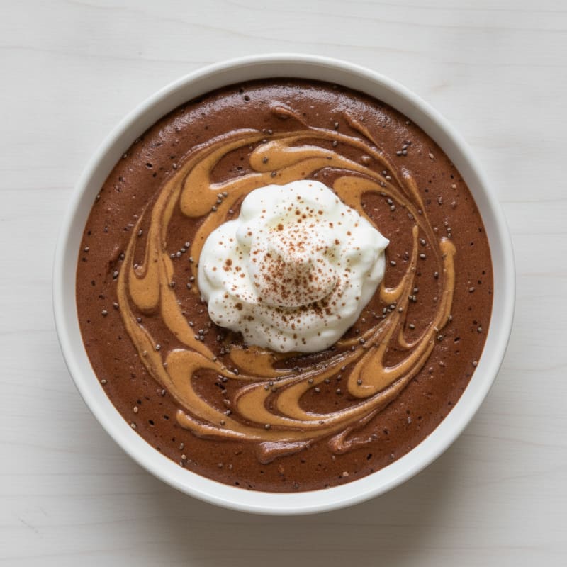 Silky Chocolate Protein Pudding with Peanut Butter Swirl
