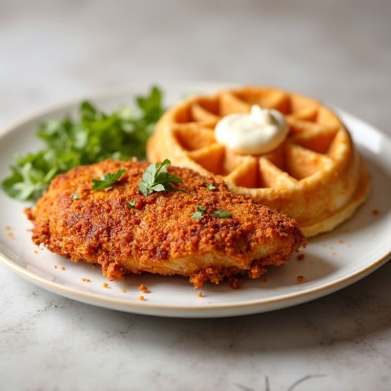 Crispy Baked Golden Chicken with Fluffy Protein Waffles