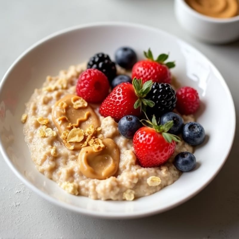 Protein-Packed Creamy Peanut Butter Oatmeal with Fresh Berries
