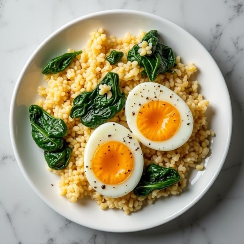Egg White Scramble with Brown Rice and Spinach