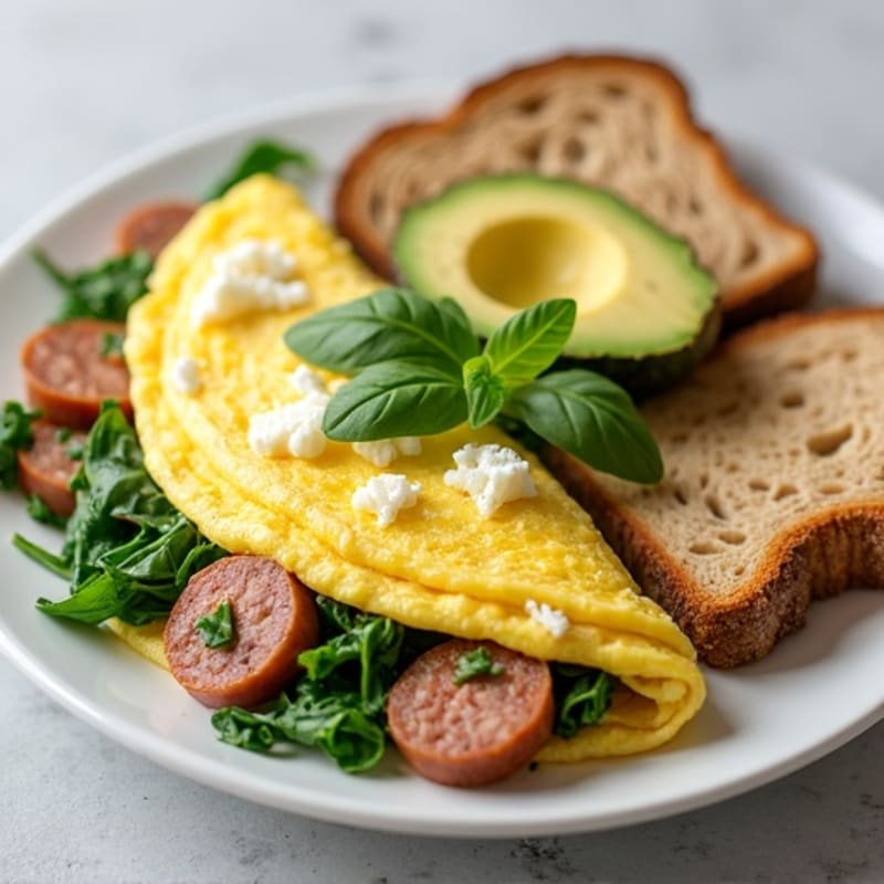 Egg White Omelette with Spinach and Turkey Sausage