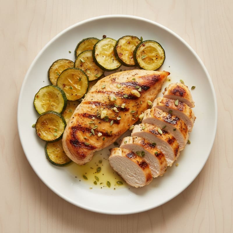 Grilled Lemon Herb Chicken Breast with Roasted Zucchini