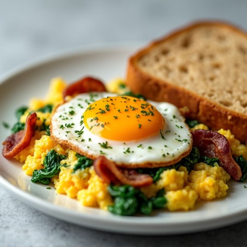Egg White Scramble with Spinach and Turkey Bacon